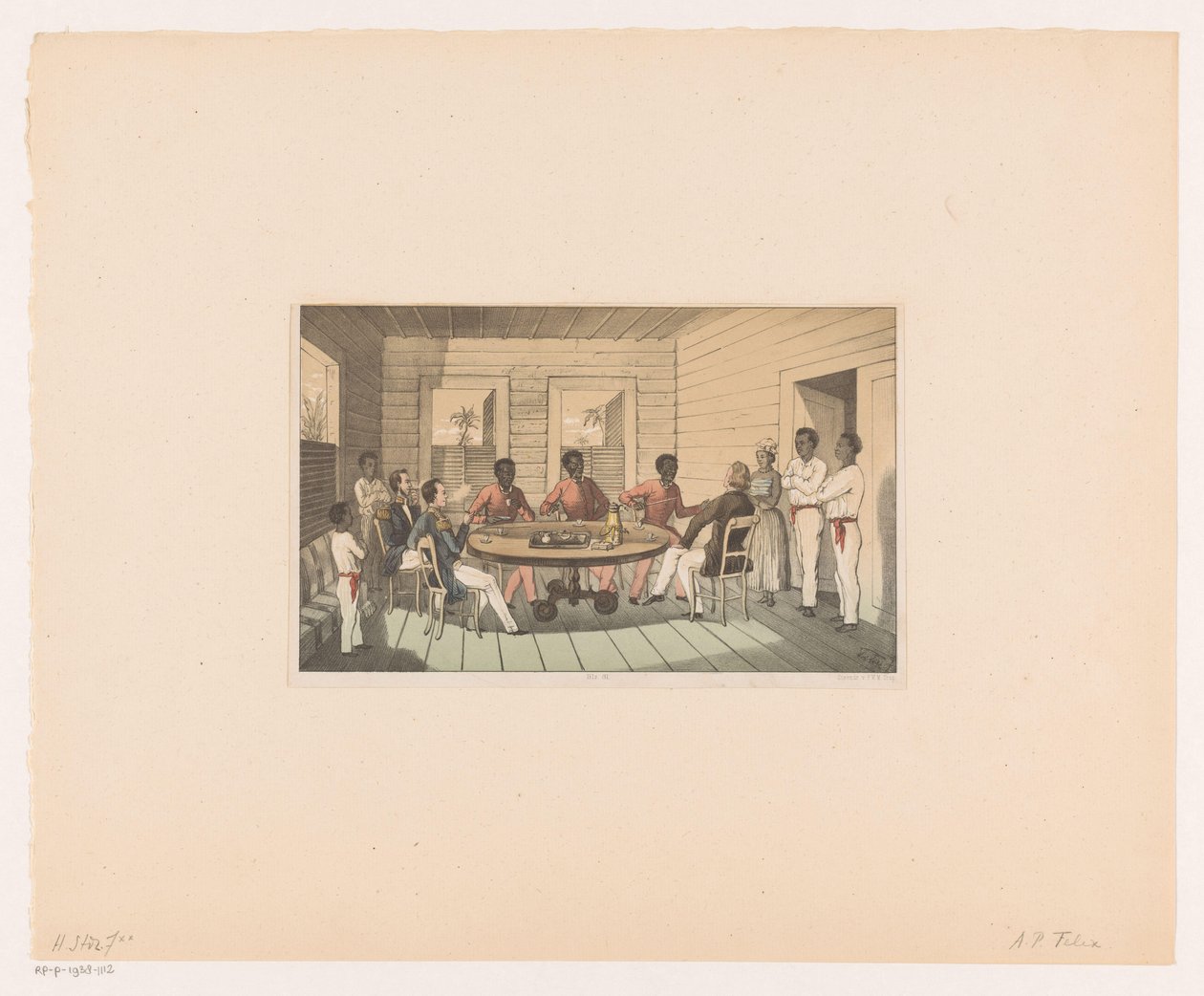 Surinamlılar ve Hollandalılar çay içer by Abraham Pieter Felix