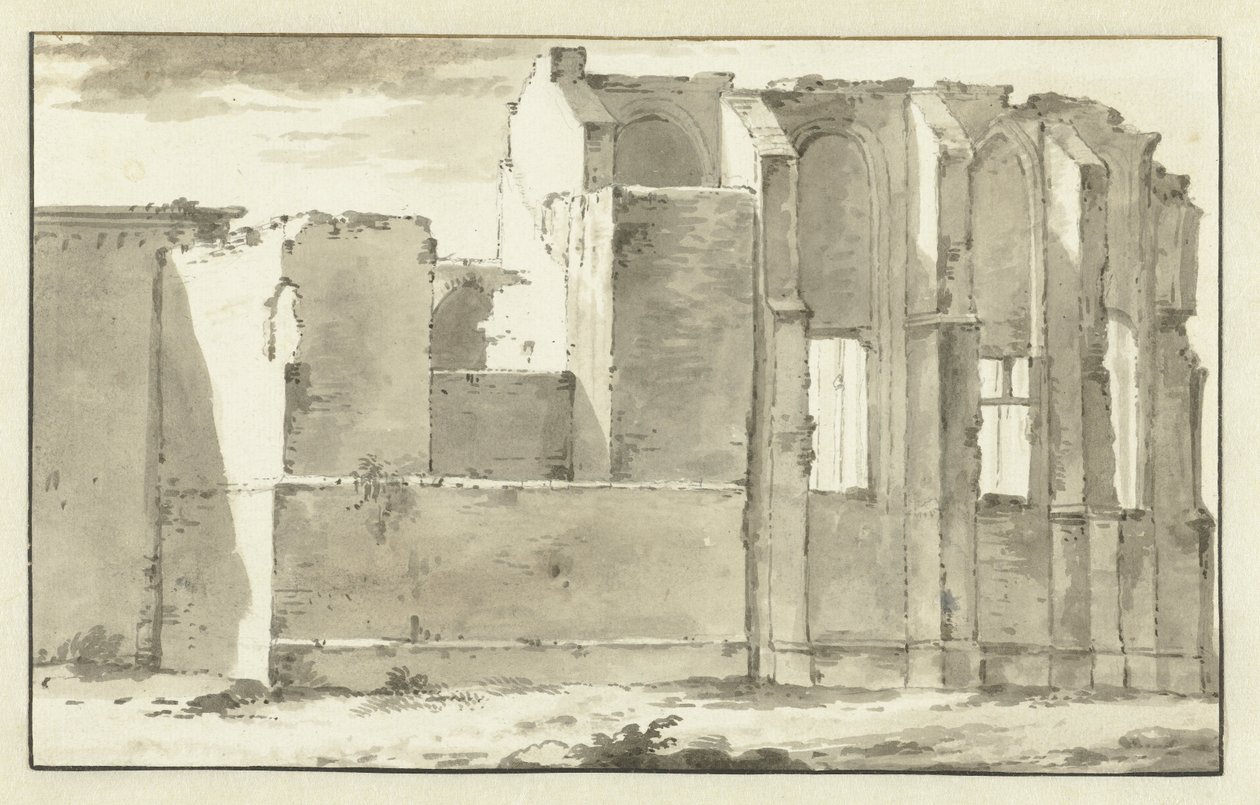 Zandvoort'taki Grote Kerk korosunun kalıntılarının görünümü by Abraham Rademaker