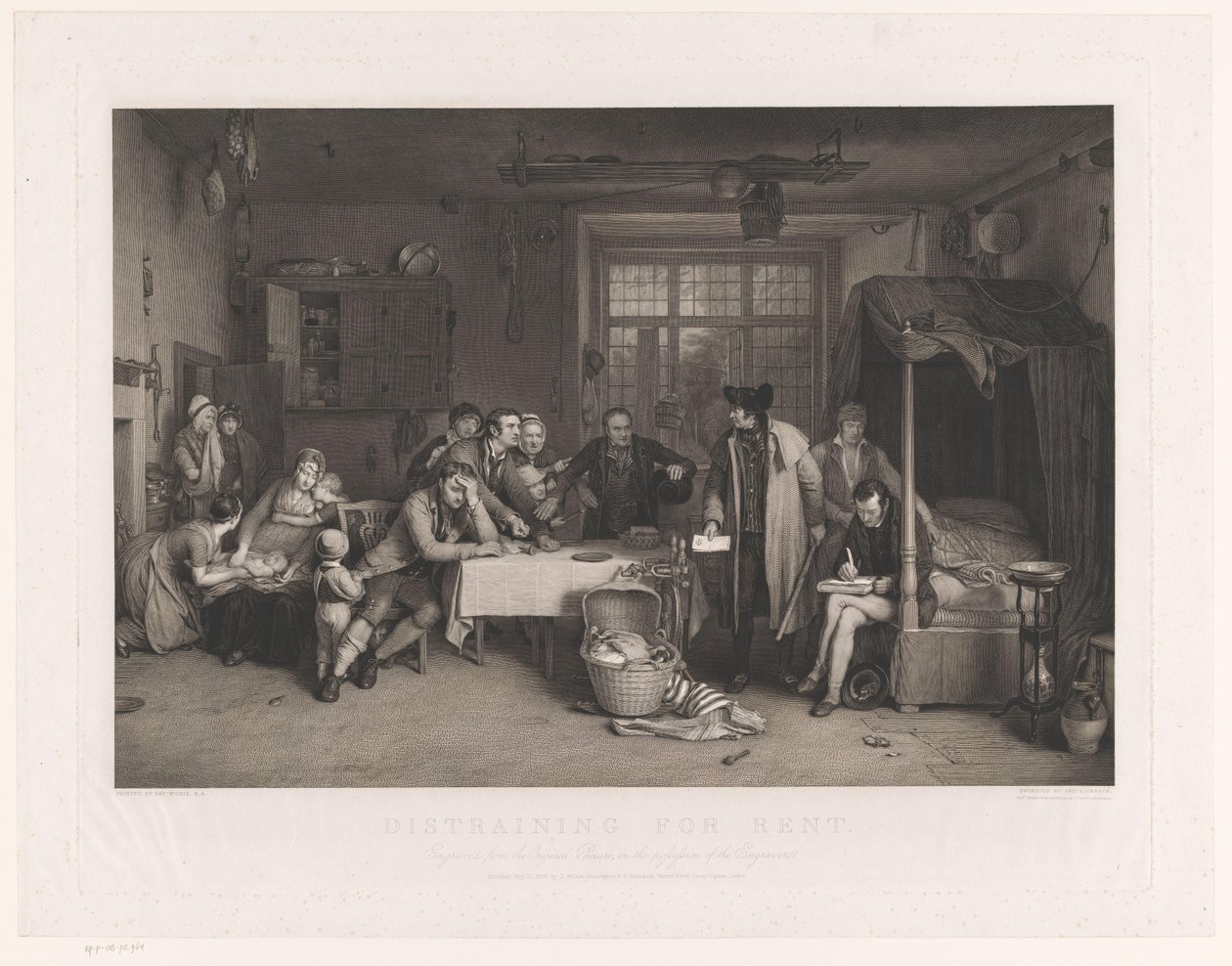 Bir ailenin mülküne el koyan erkeklerle ayık iç mekan Kiralık Zorlama (nesne üzerinde başlık) by Abraham Raimbach