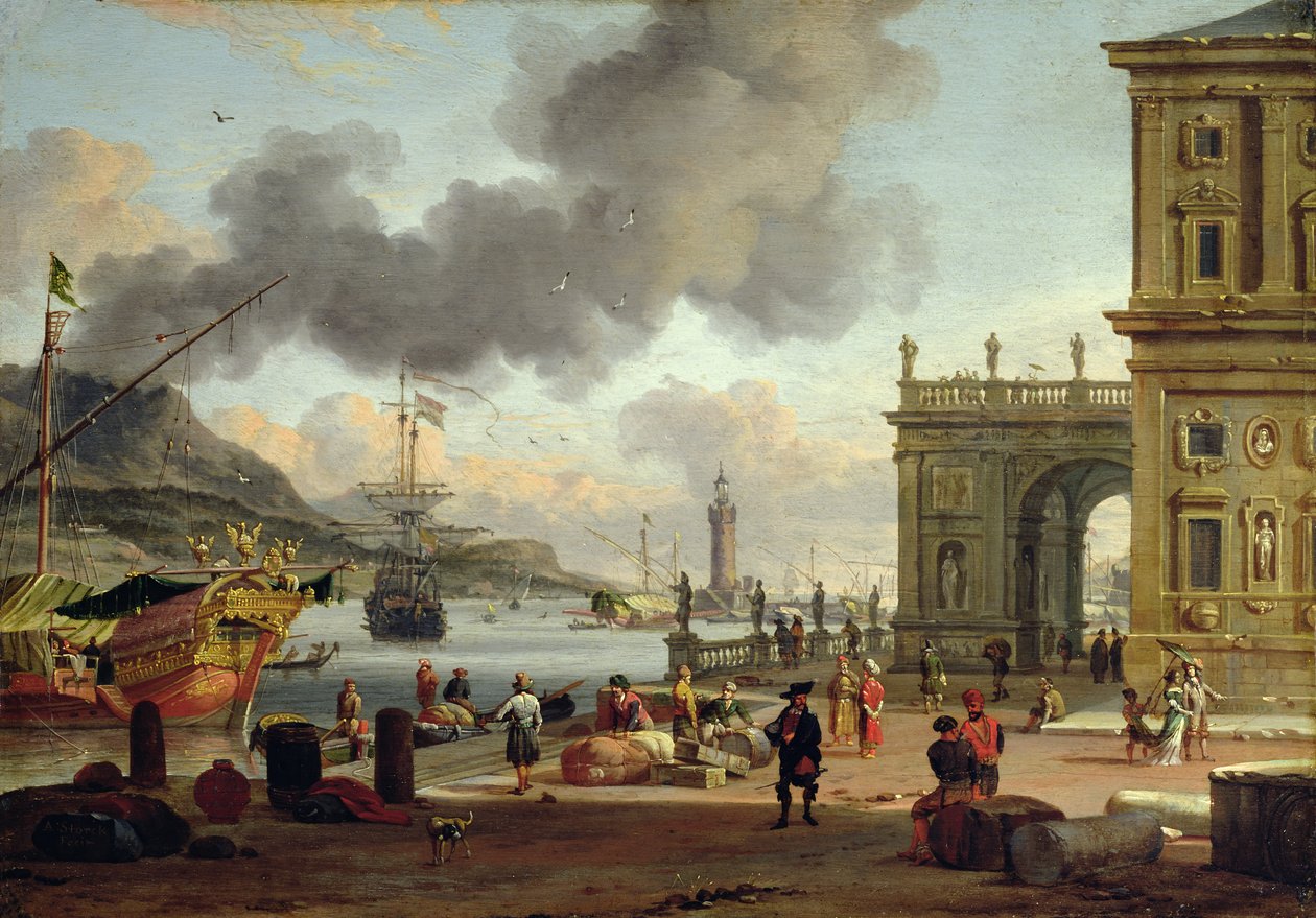 Bir Akdeniz Limanı Sahnesi by Abraham Storck