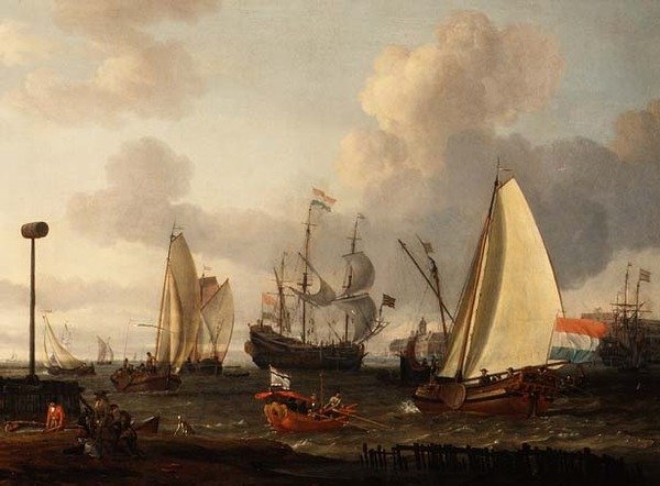 kıyı açıklarında Hollandalı askerler by Abraham Storck