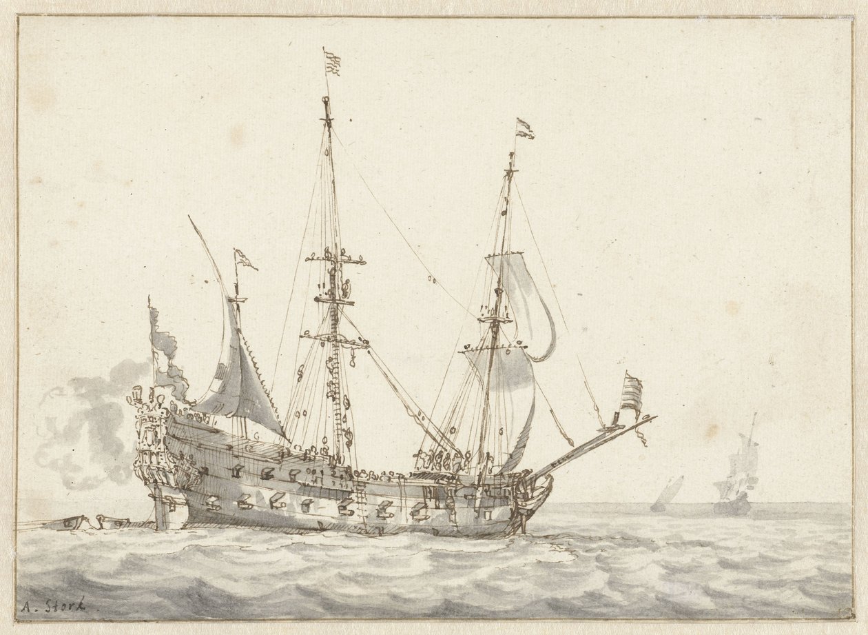 Hollanda savaş gemisi by Abraham Storck