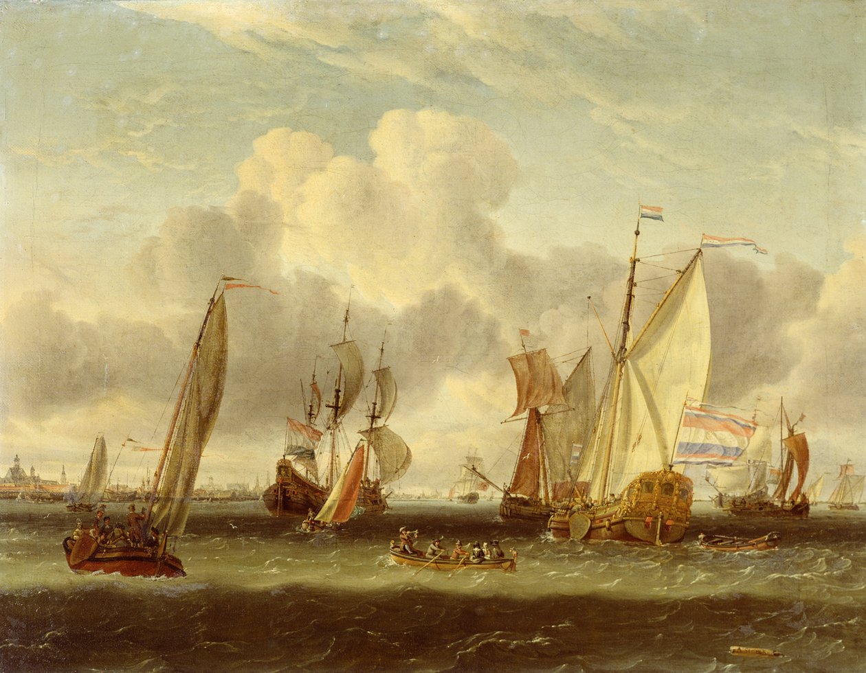Amsterdam limanında IJ ile nakliye by Abraham Storck