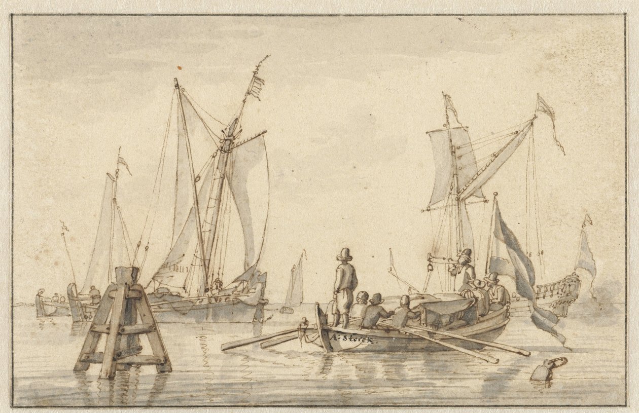 Bazı tekneler ile Pasifik denizi by Abraham Storck