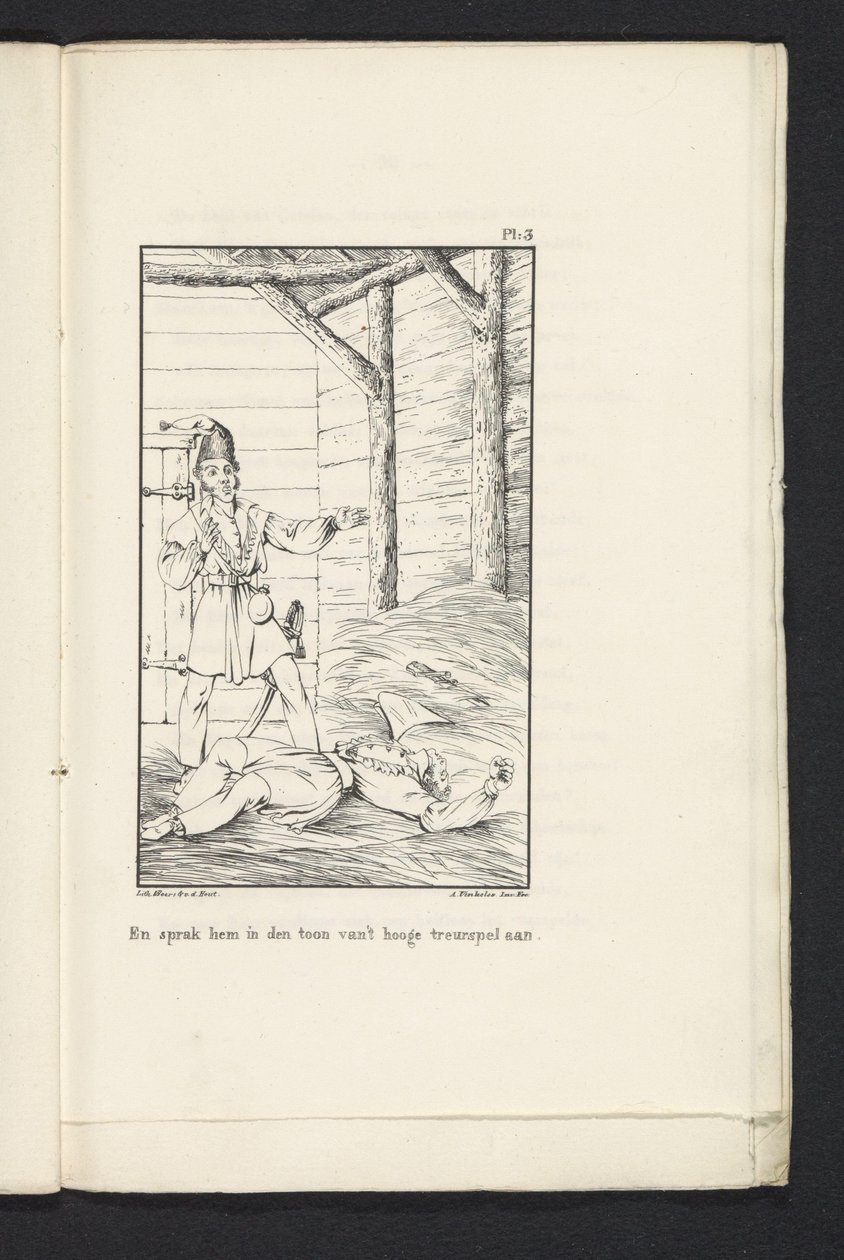 Seksen Liegean'ın Tervuren'e Yolculuğu (levha 3), 1830 Ve ona yüksek trajedinin tonunda hitap etti (nesne üzerindeki başlık) by Abraham Vinkeles