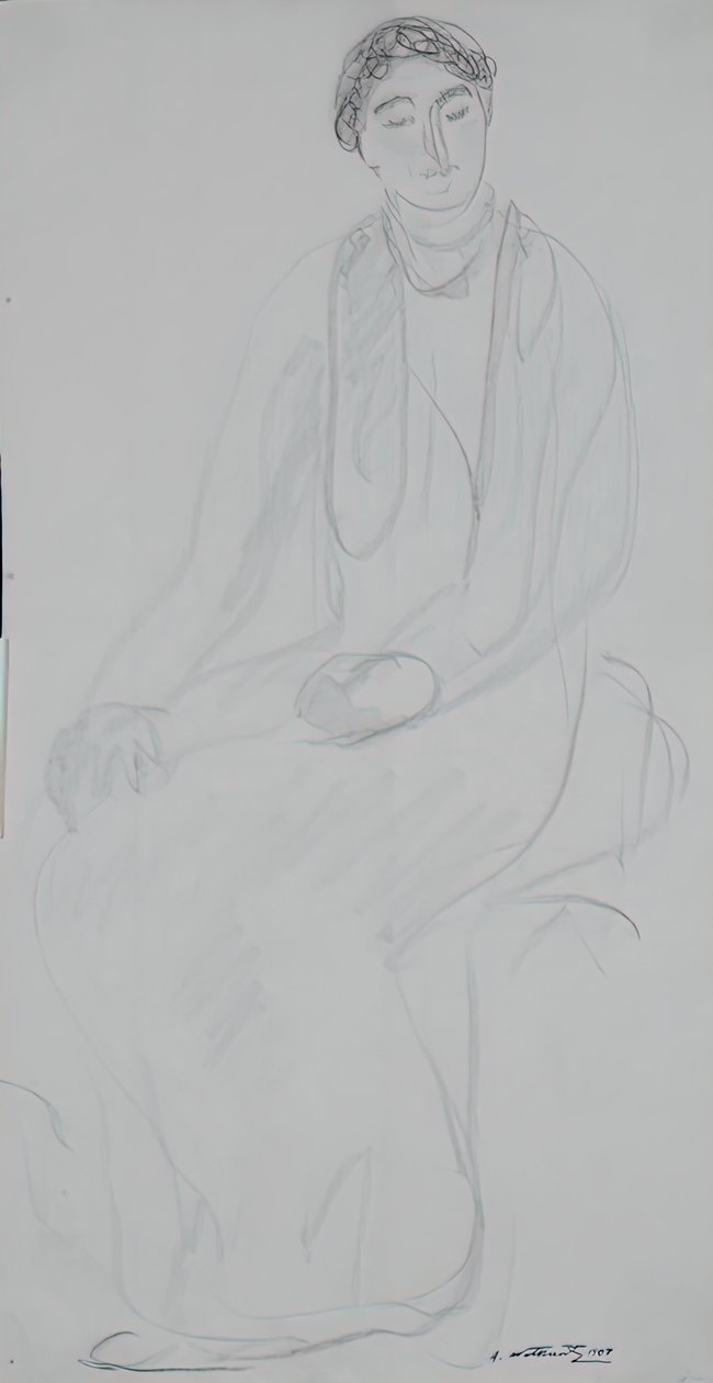 Oturan Kadın, 1907. by Abraham Walkowitz