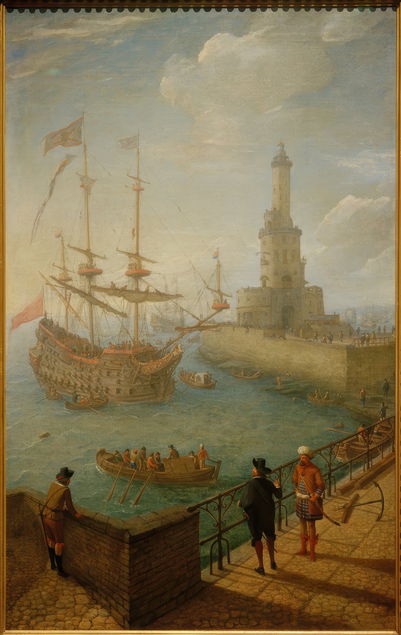 İspanyol triplane Napoli açıklarında demir attı by Abraham Willarts