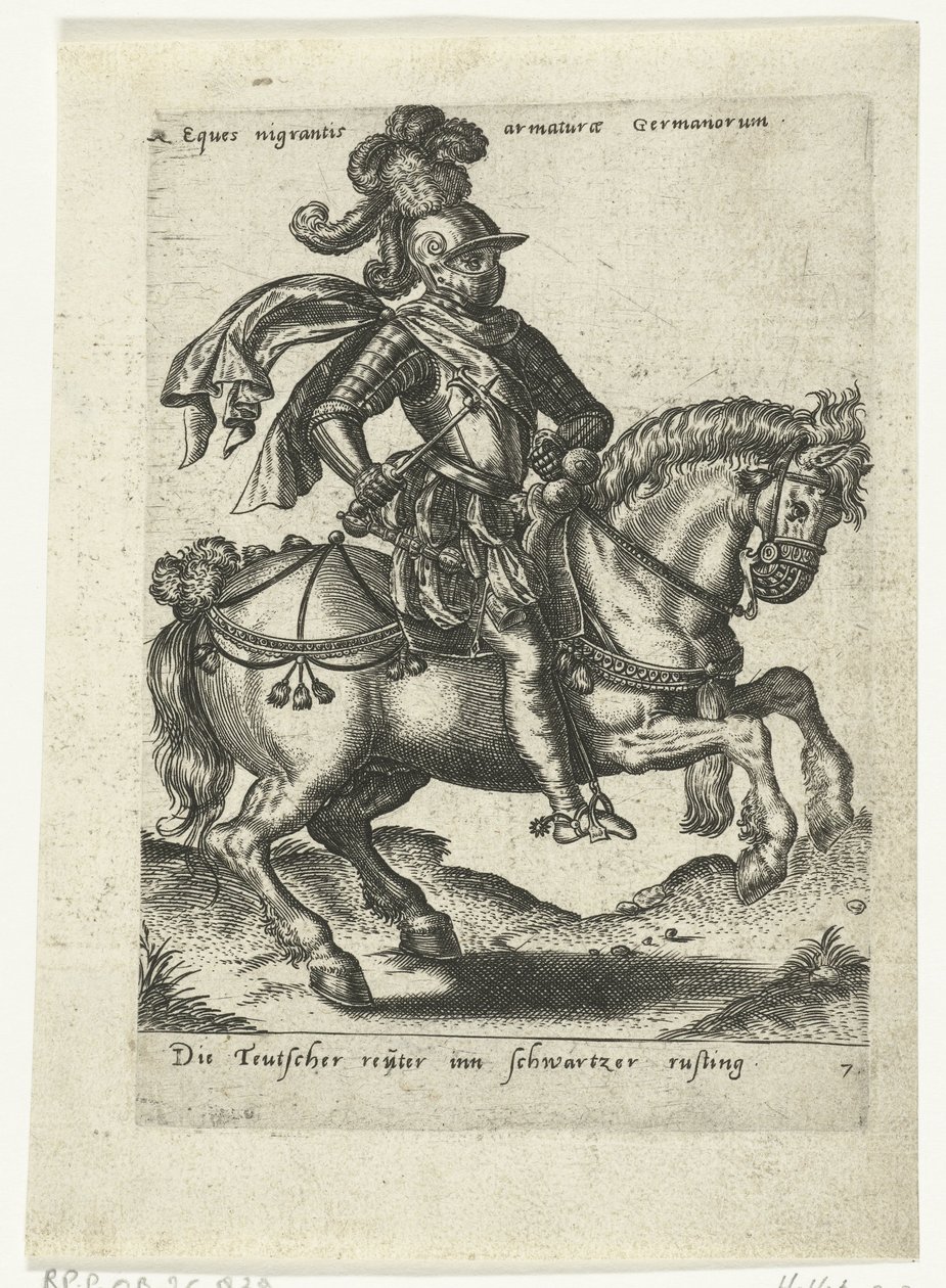 Siyah zırhlı Alman binici by Abraham de Bruyn (attributed to)