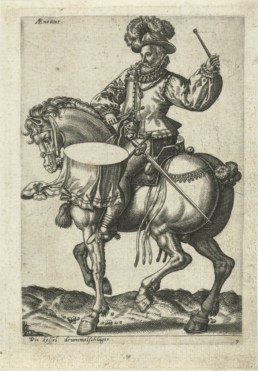 at sırtında alman davulu by Abraham de Bruyn (attributed to)
