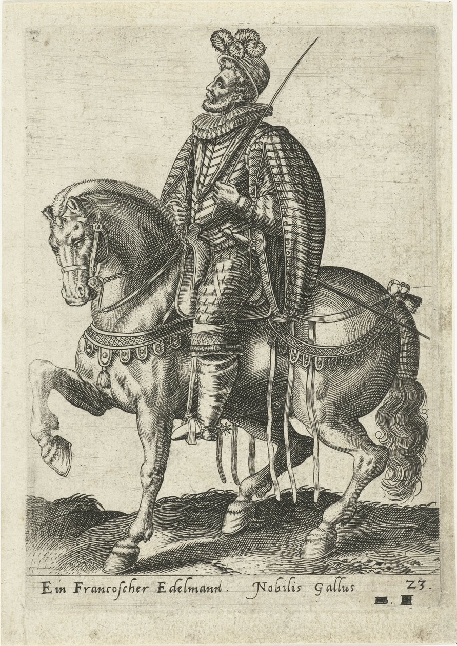 at sırtında Fransız asilzade by Abraham de Bruyn (attributed to)