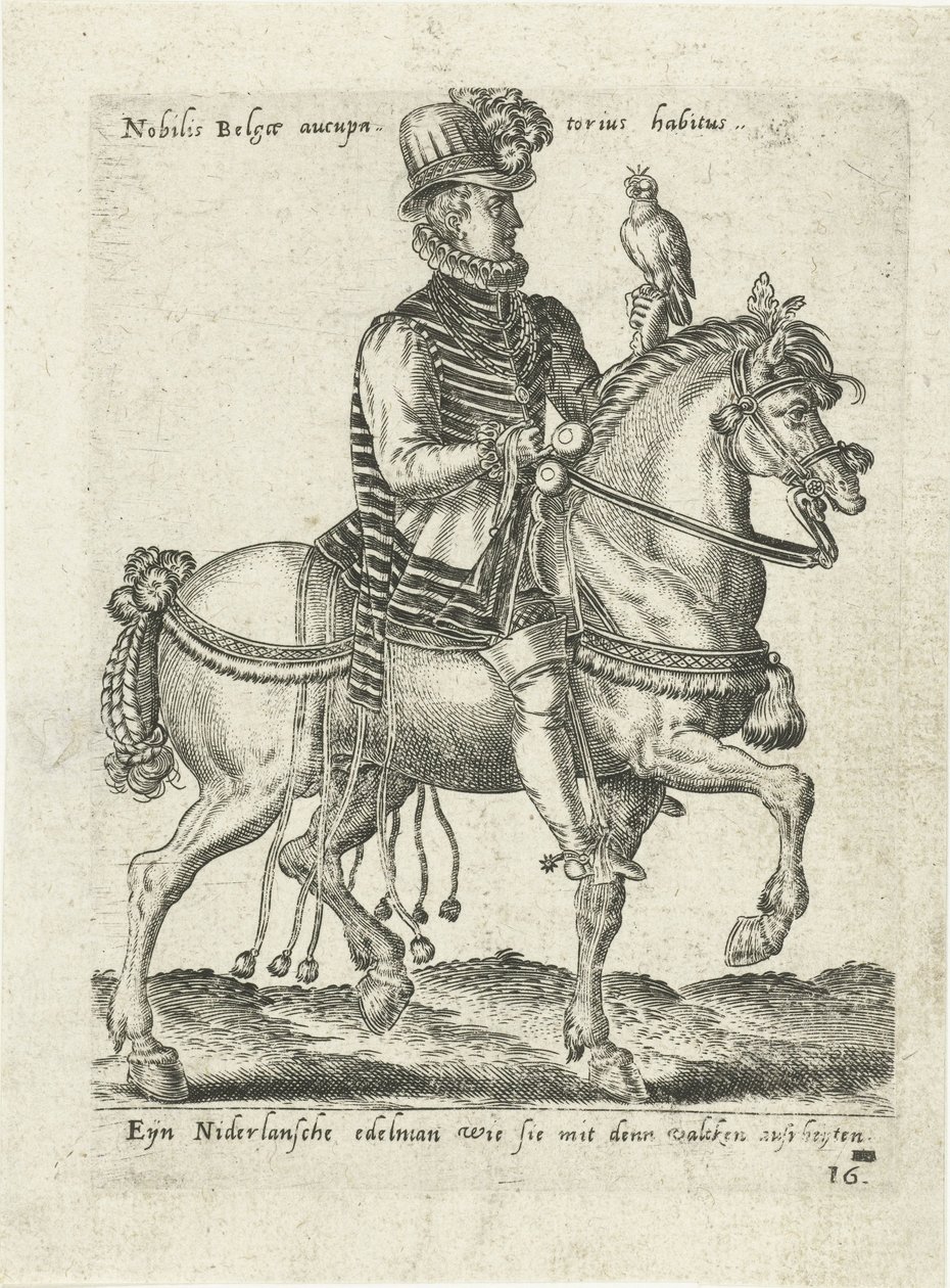 At sırtında doğanla Hollandalı asilzade by Abraham de Bruyn (attributed to)