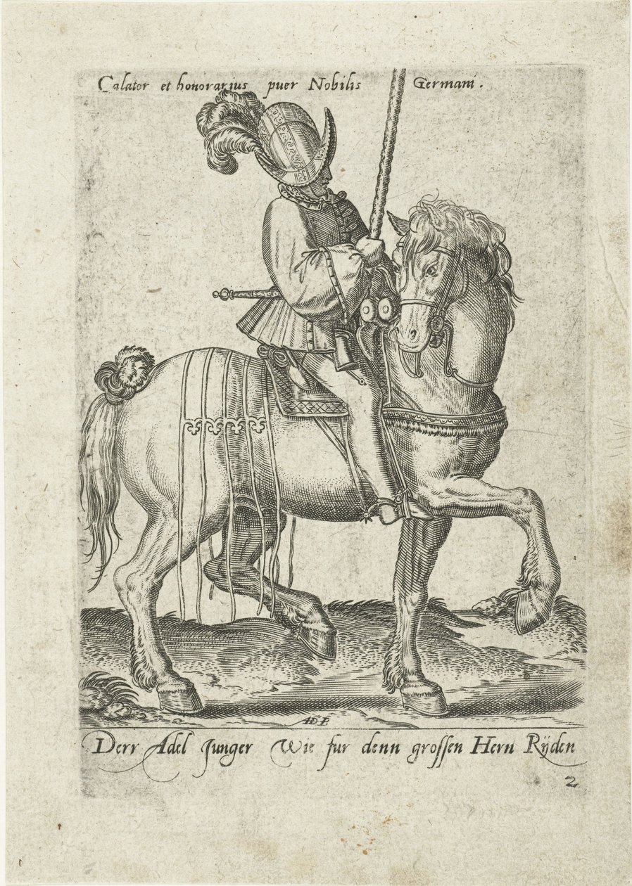 Bir maiyetin parçası olan genç Alman asil binici by Abraham de Bruyn