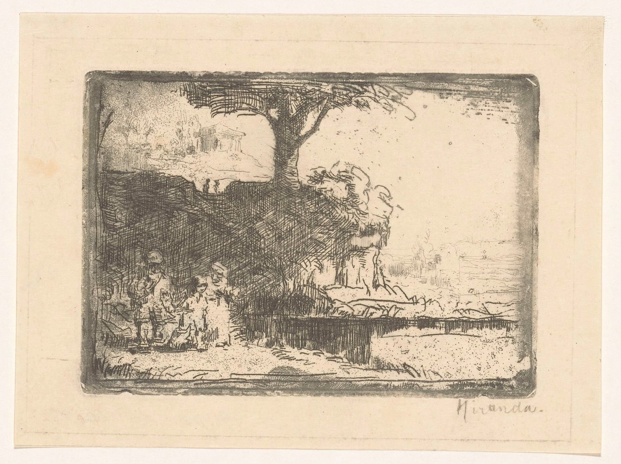 Üç figürlü manzara by Abraham de Miranda (signed by artist)