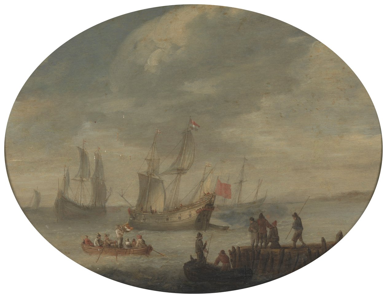 Hollanda Sahili Açıklarında Silahlı Tüccarlar Yelken Açmaya Hazırlanıyor by Abraham de Verwer