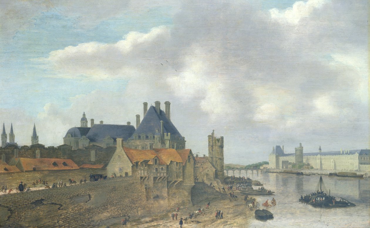 Nevers Hotel ve Louvre Sarayı, 1637 (tahta üzerine yağlı boya) by Abraham de Verwer