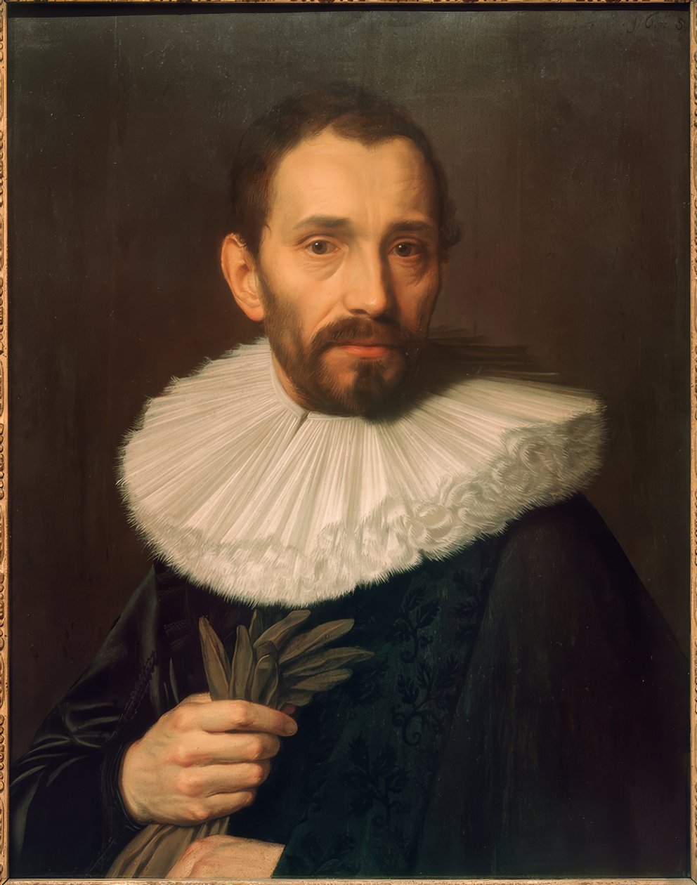 Eldiven tutan bir adamın portresi, biraz solda by Abraham de Vries