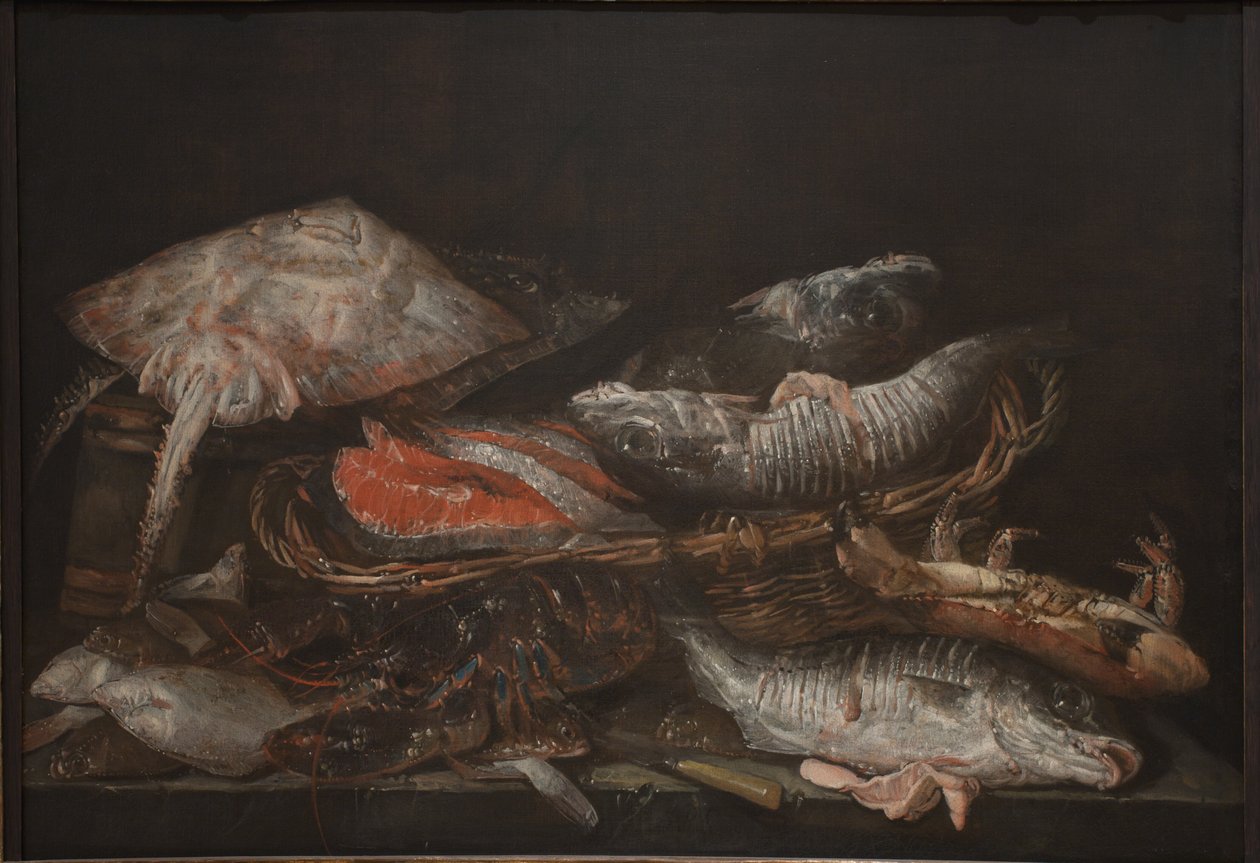 Taş Masada Balıklı Natürmort by Abraham van Beijeren