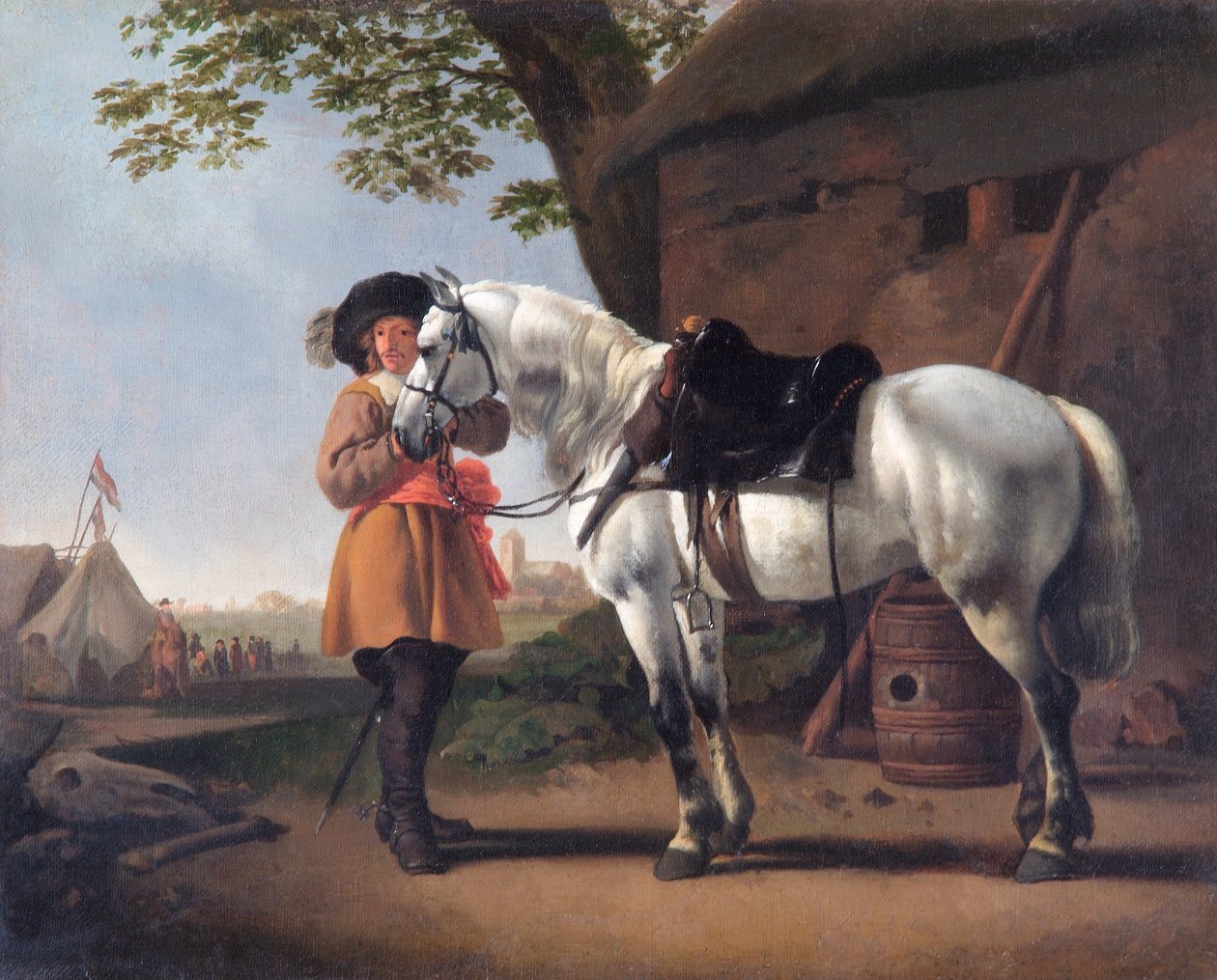 Gri Atlı Bir Şövalye (tuval üzerine yağlıboya) by Abraham van Calraet