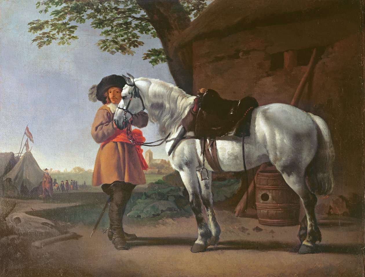 Gri Atlı Bir Süvari by Abraham van Calraet