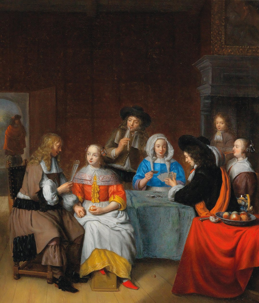 Zarif Bir Toplum Oyun Kartları ile İç Mekan, 1660