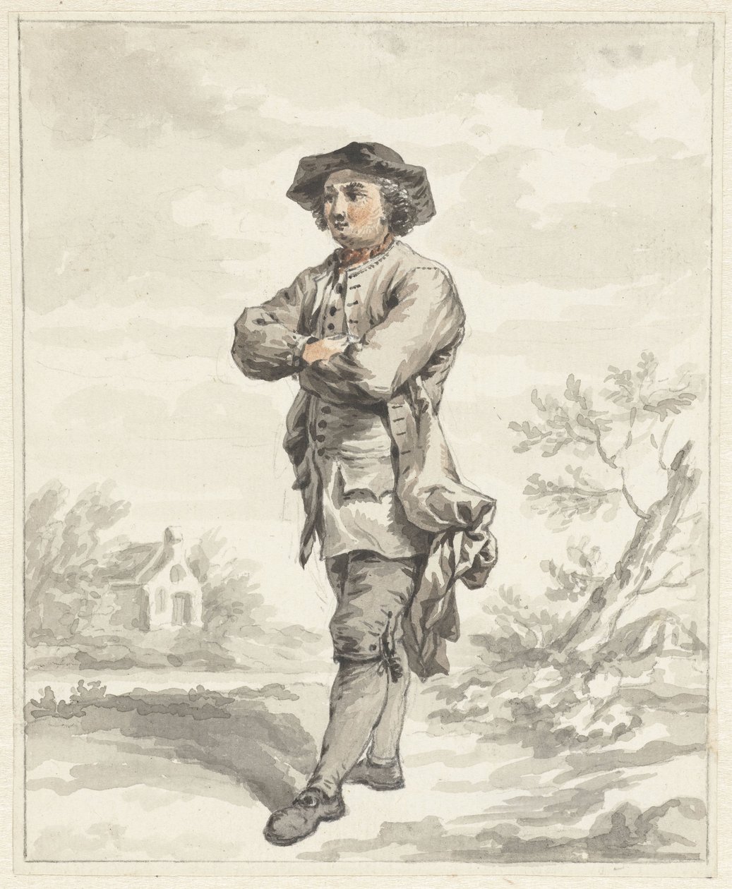 Ayakta duran adam, kollar katlanmış, sola dönük by Abraham van Strij (I)