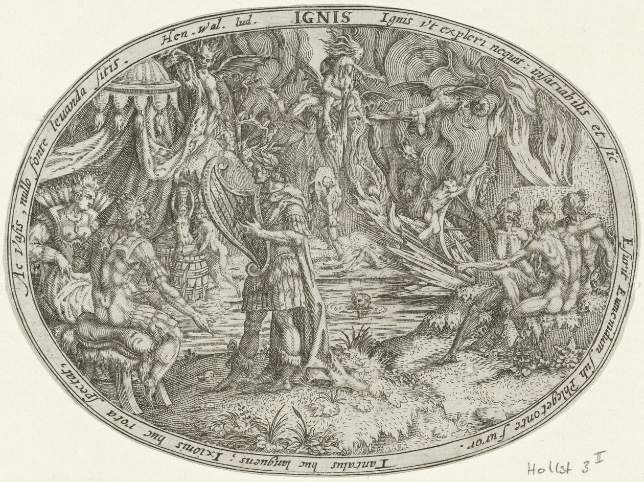 Yeraltı Dünyasında Orpheus: Ateş Elementi Ignis (nesne üzerindeki başlık) Dört Element (dizi adı) by Abraham van den Hecken