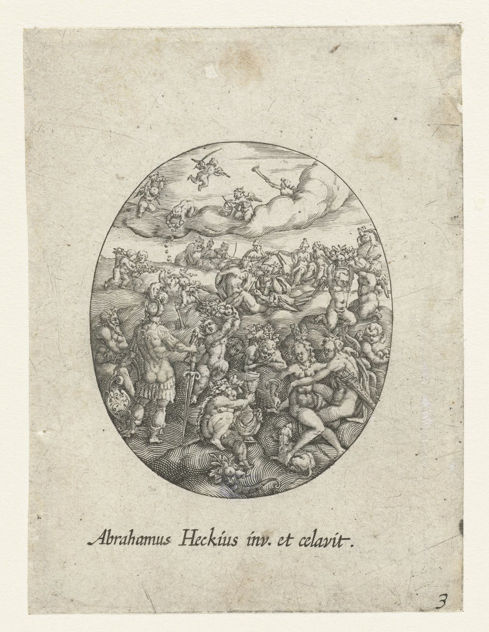 Bulutlarda Olimpiyat tanrıları ile oval Kuyumcular yetkilisi Konstbuchlein (dizi adı) by Abraham van den Hecken