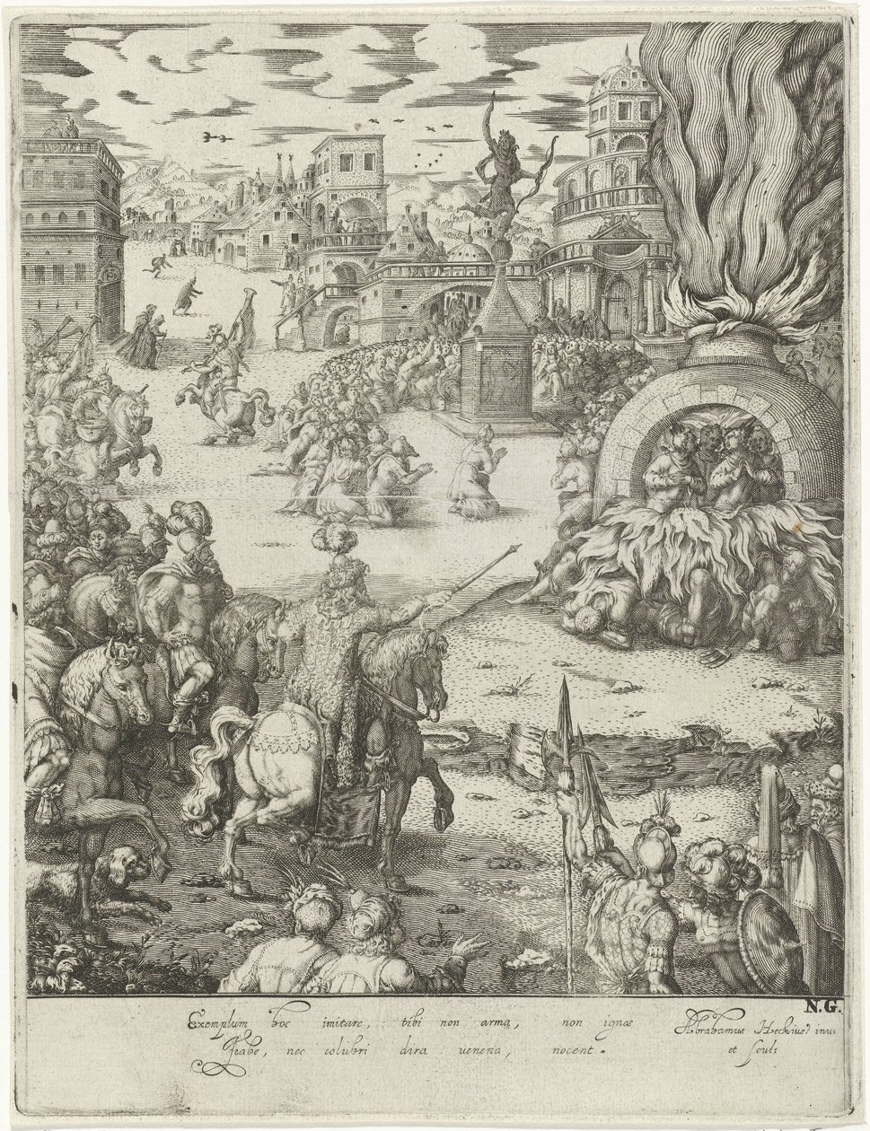Ateşli fırında Shadrach, Meshach ve Abednego by Abraham van den Hecken