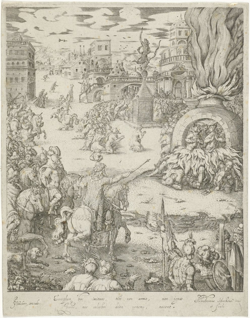 Ateşli fırında Shadrach, Meshach ve Abednego by Abraham van den Hecken