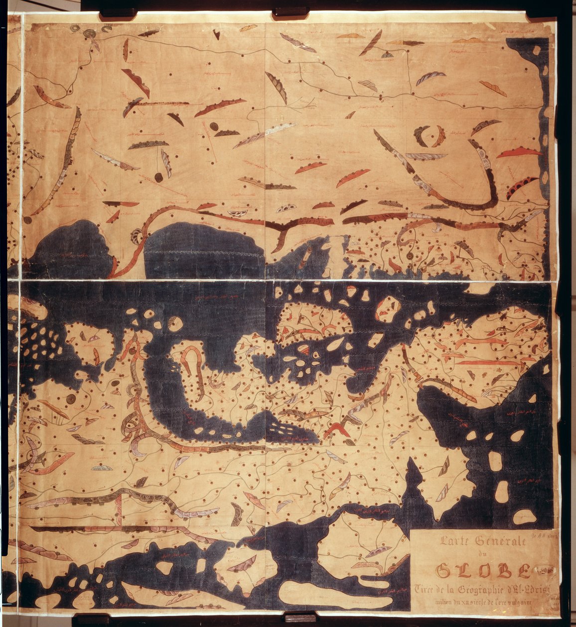 Ms. Arabe 2221 fol.203 ve 204 Akdeniz, Avrupa ve Afrika Haritası, 1300 by Abu Muhammad Al Idrisi or Edrisi