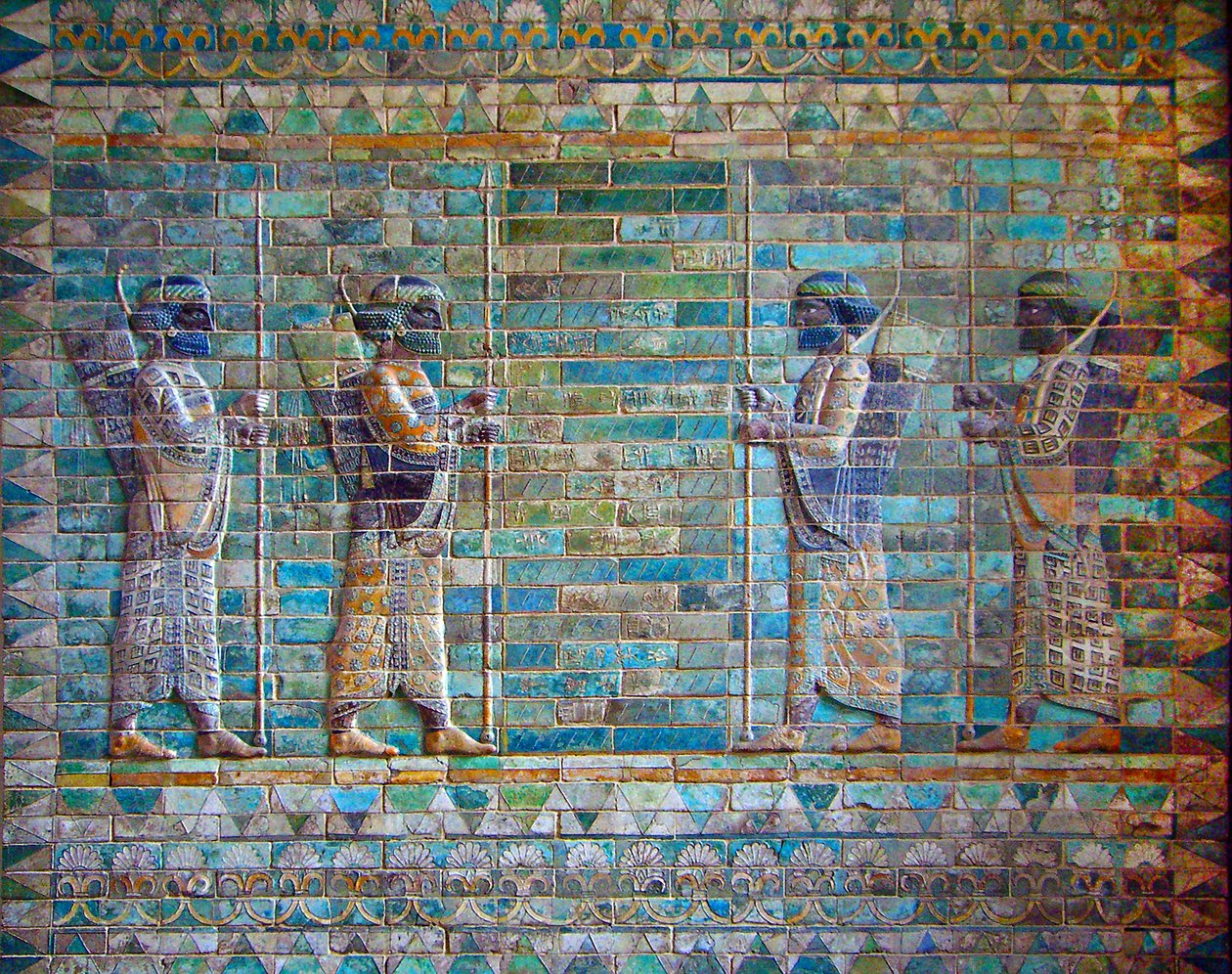 Okçu frizinden detay, I. Darius Sarayı, Susa, İran, MÖ 510 civarı (sırlı tuğla) by Achaemenid