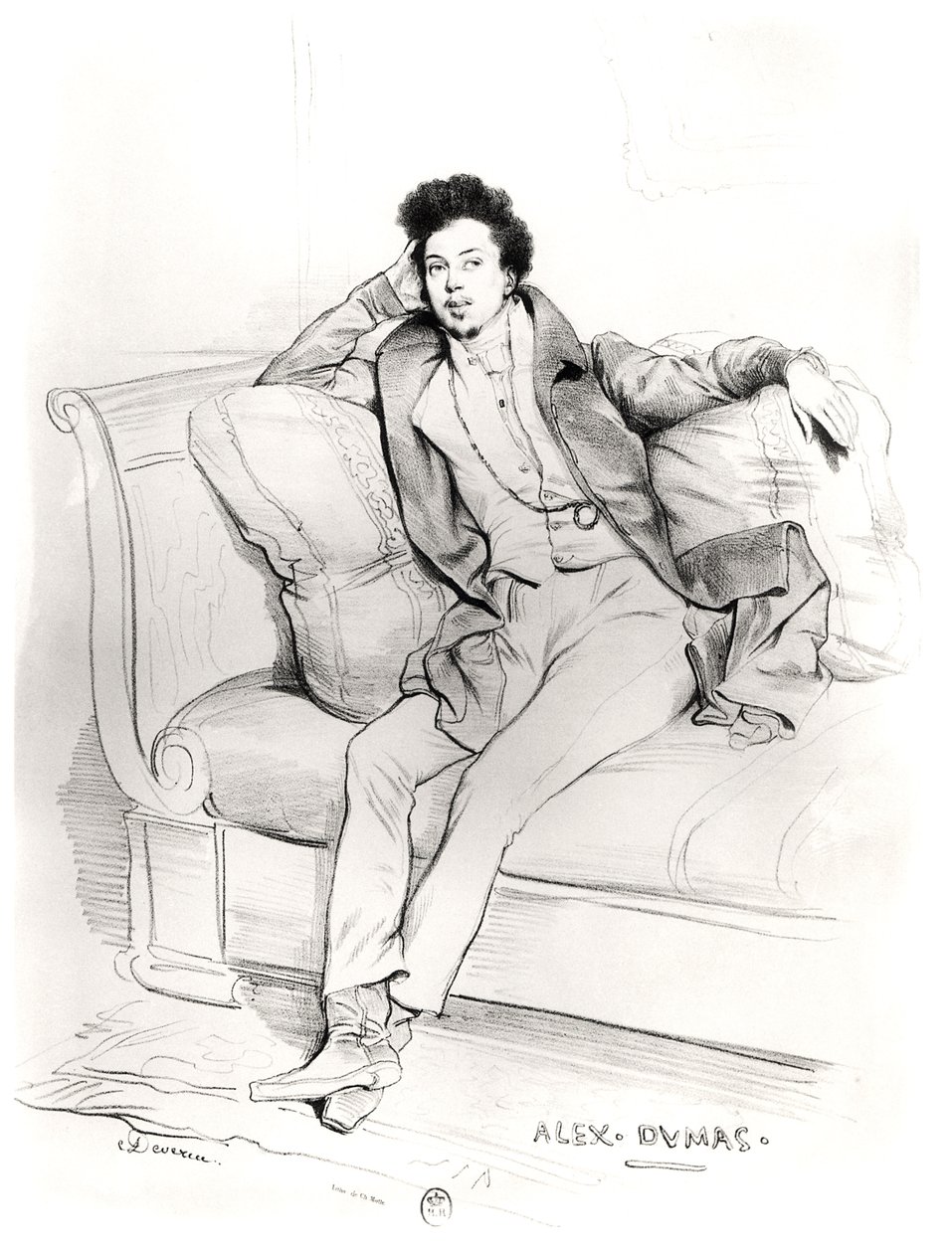 Alexandre Dumas Pere (1803-70), Charles Etienne Pierre Motte (1785-1836) tarafından oyulmuş by Achille Devéria