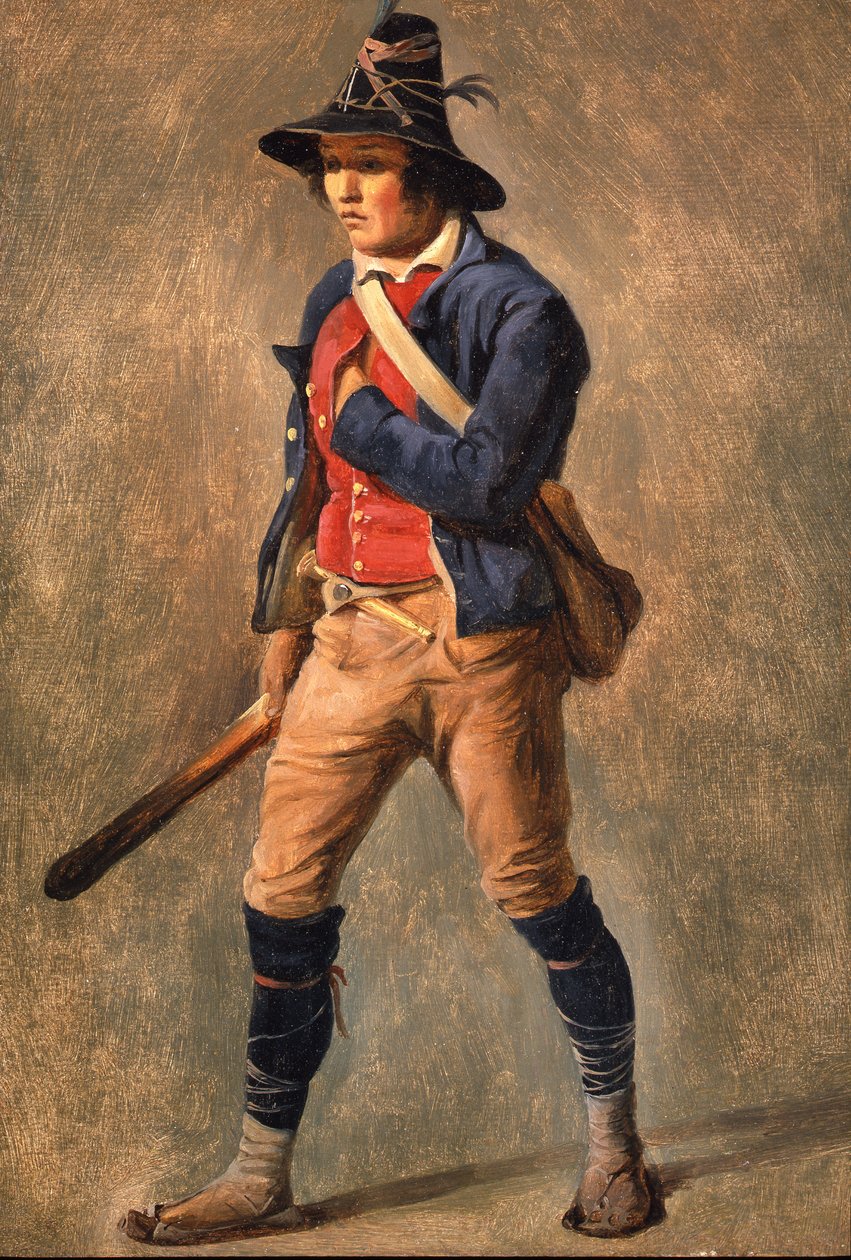 Bir çift İtalyan çalışmasından biri, 1820 (tuval üzerine serilmiş kağıt üzerine yağlı boya) by Achille Etna Michallon