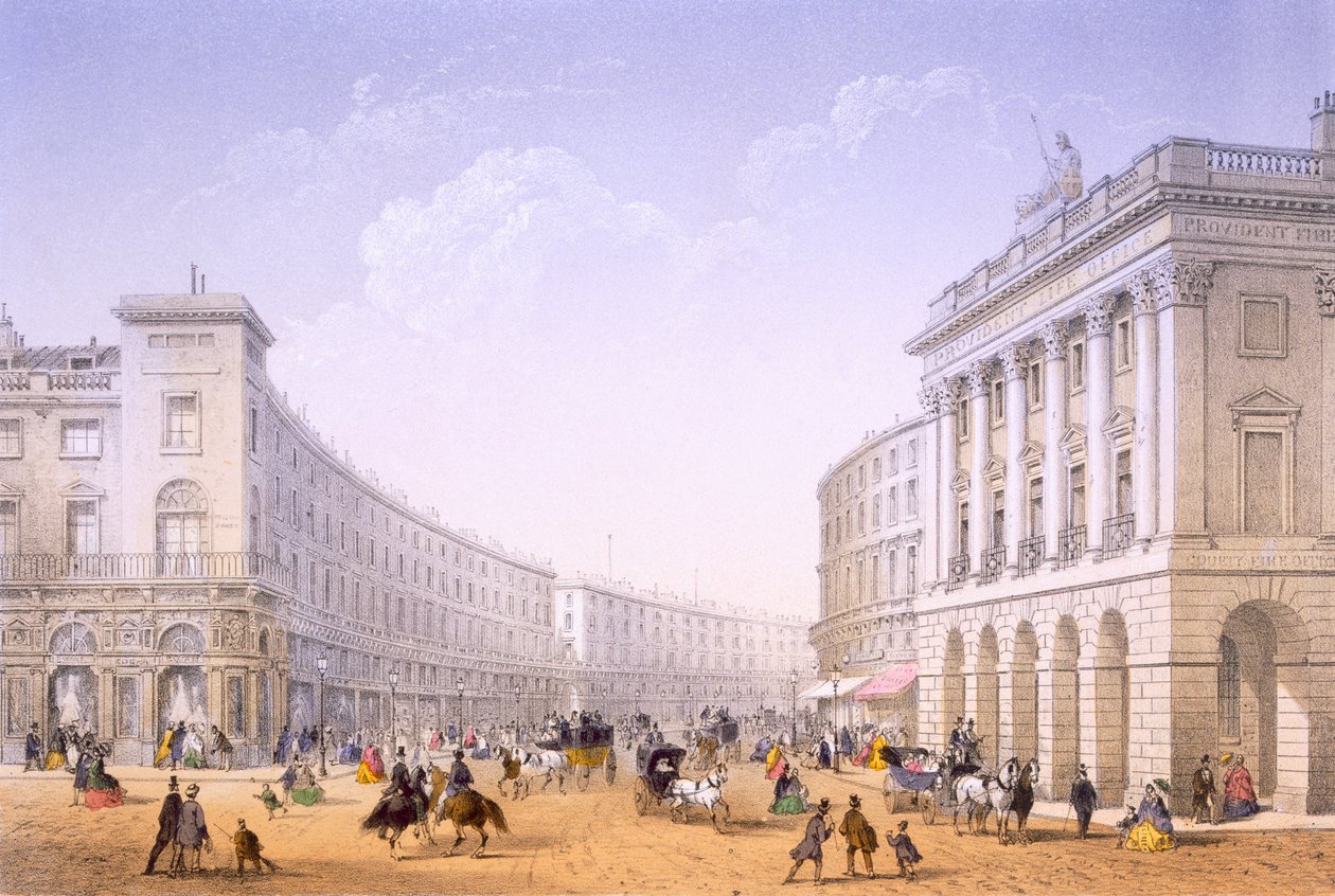 The Quadrant ve Regent Street, Londra, 1862 by Achille Louis Martinet