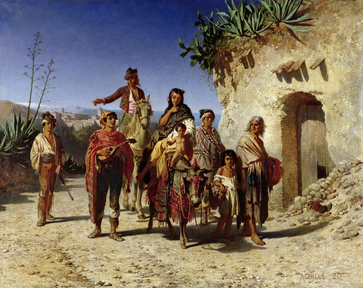 Yolda Bir Çingene Ailesi, 1861 dolayları by Achille Zo