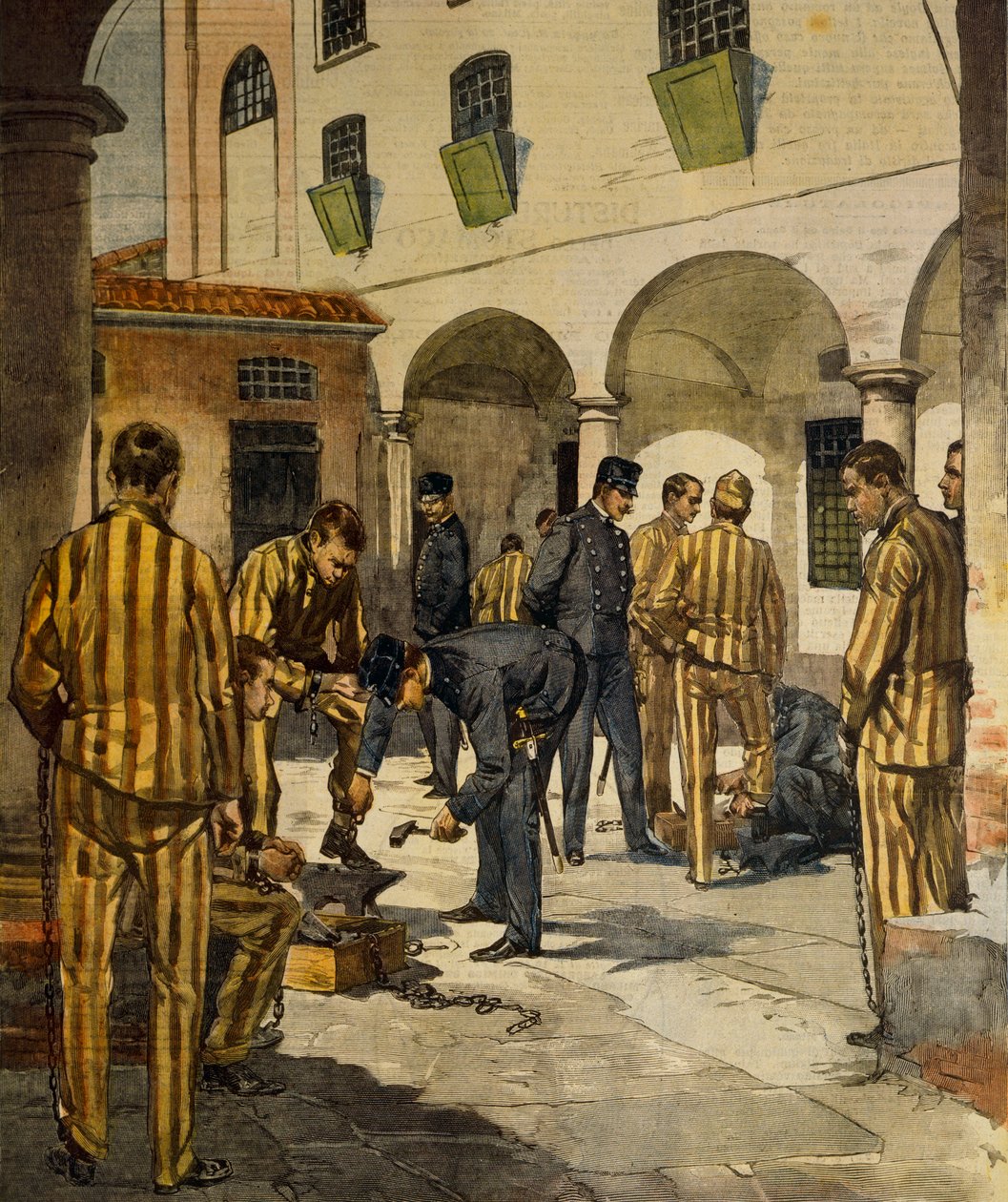 Sivil reformlar: İtalya hapishanelerinde zincirlerin kaldırılması, Achille Beltrame (1871-1945), La Domenica del Corriere