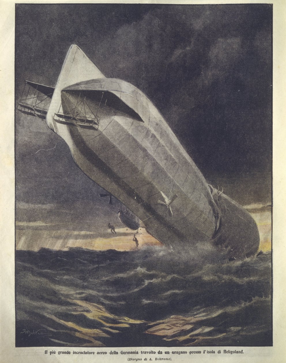Heligoland Adası yakınlarında bir kasırga tarafından sürüklenen Alman kruvazörünün kapak resmi by Achille Beltrame