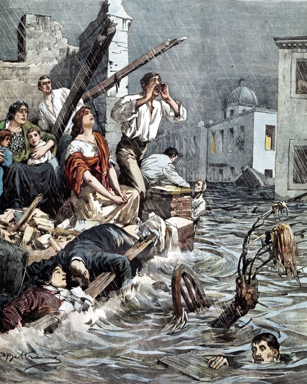 1901'de Modica (Sicilya) Sel. La Domenica del Corriere. Hasta. de Beltrame by Achille Beltrame