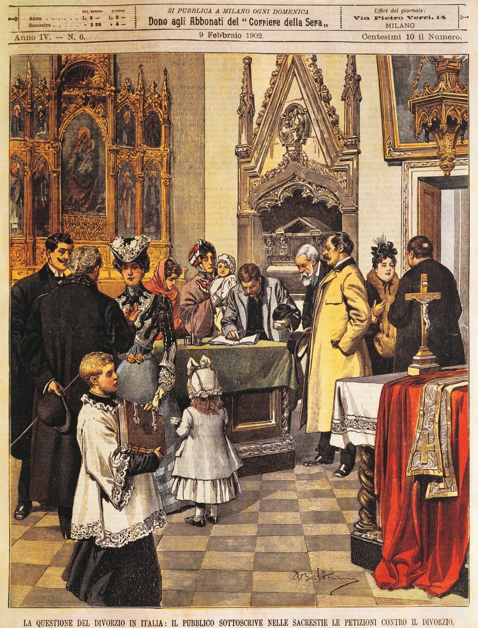 Achille Beltrame, illüstrasyon, Illustrator Achille Beltrame (1871-1945), La Domenica del Corriere, 9 Şubat 1902 by Achille Beltrame
