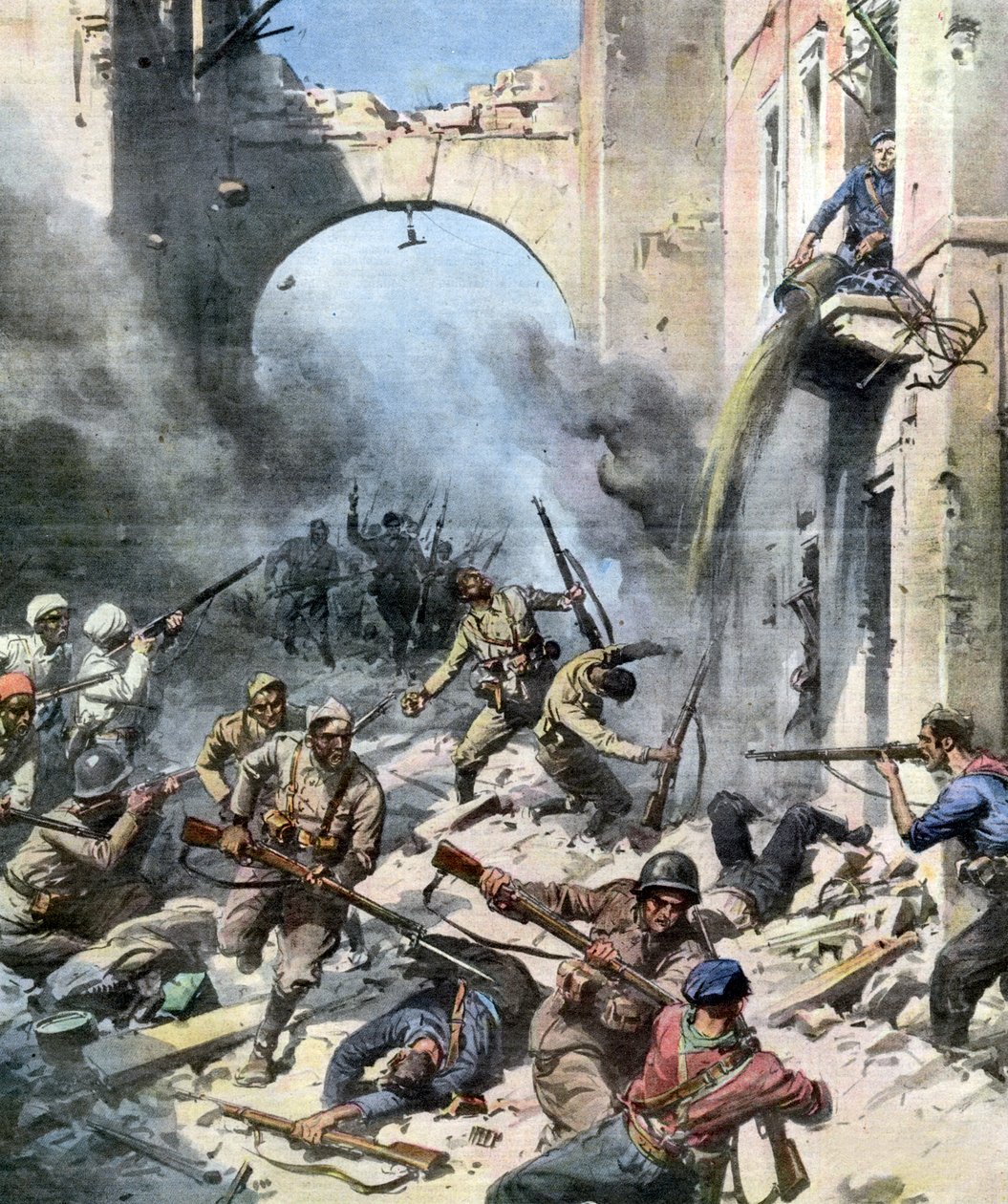 İspanya İç Savaşı-Madrid sokaklarında kavga by Achille Beltrame