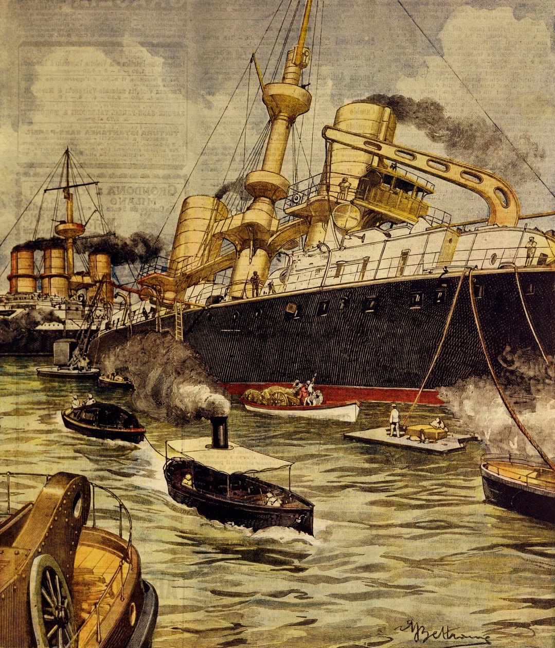 Andrea Doria zırhlısı Gelibolu yakınlarında, La Domenica del Corriere