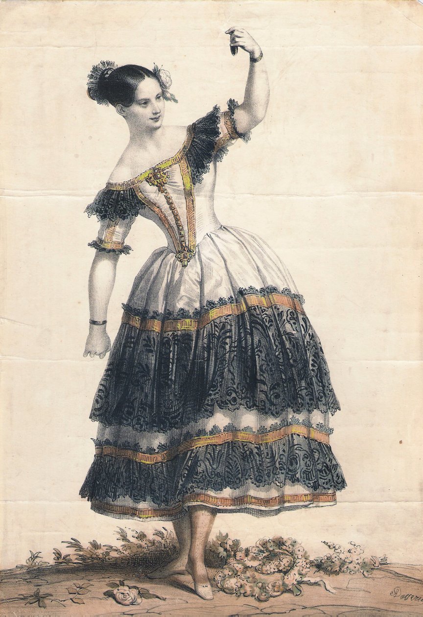 Fanny Elssler, La Cachucha balesi Le Diable topal dansında Florinda rolünde, 1836 by Achille Devéria