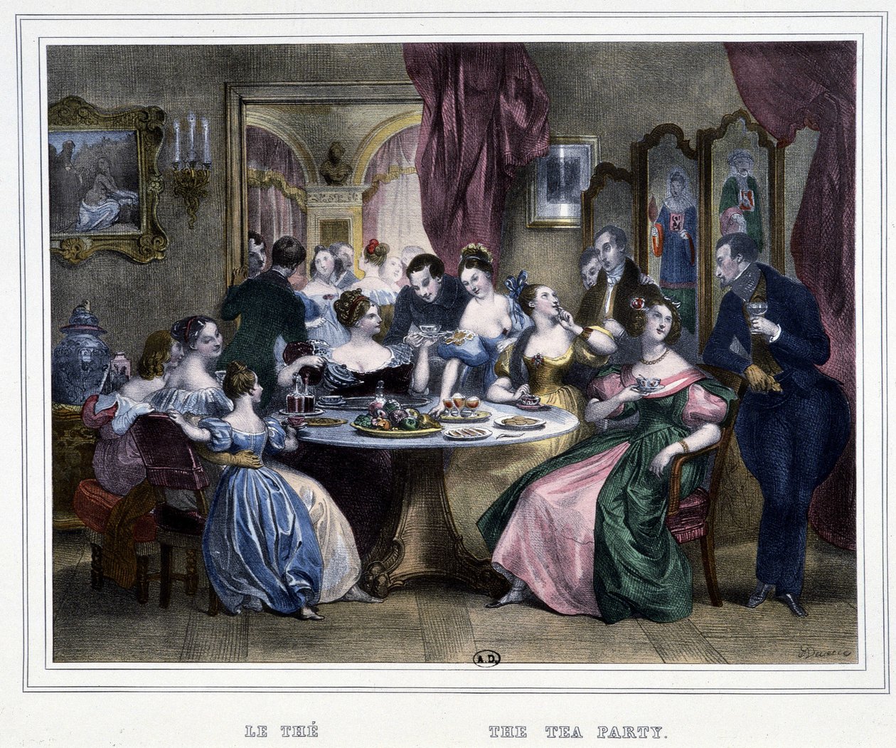 Beş saat: Çay saati - Achille Devéria tarafından "Les heures de la Parisienne"de by Achille Devéria