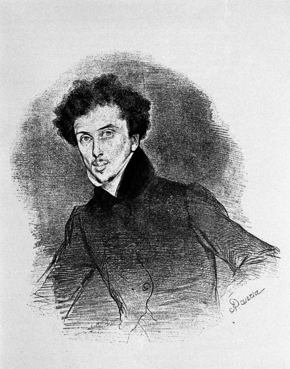 Fransız yazar Alexandre Dumas'ın babasının portresi (1802 - 1870) 1832 dolaylarında. Deveria'nın litografisi. by Achille Devéria