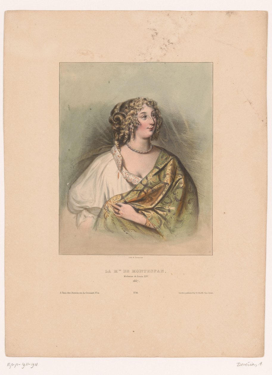 Madame de Montespan'ın portresi La M.ise de Montespan, metresi de Louis XIV, 1667 (nesne üzerindeki başlık) Ünlü kadınlar (seri başlığı) by Achille Devéria