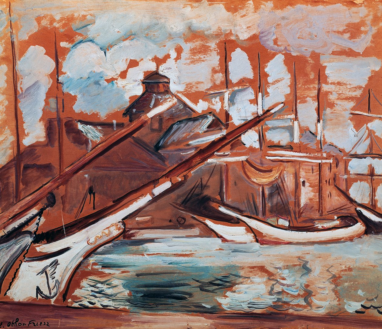 Liman sahnesi, Othon Friesz (1879-1949), karton üzerine yağlı boya, 54x65 cm. Fransa, 20. yüzyıl. by Achille Emile Othon Friesz