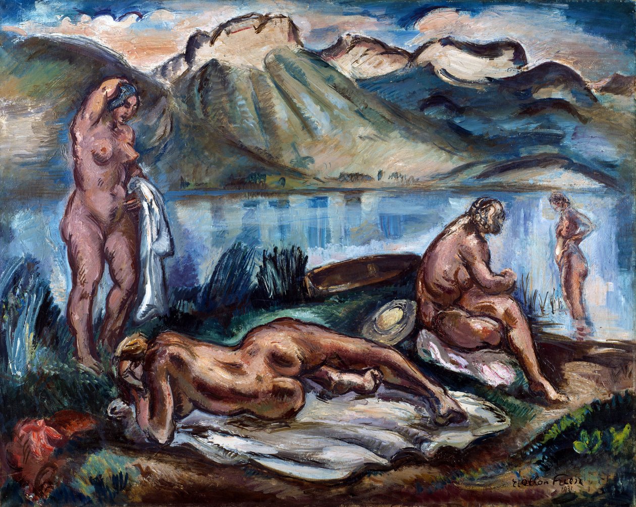 Lac d'Annecy Kıyılarında Çıplaklar by Achille Emile Othon Friesz