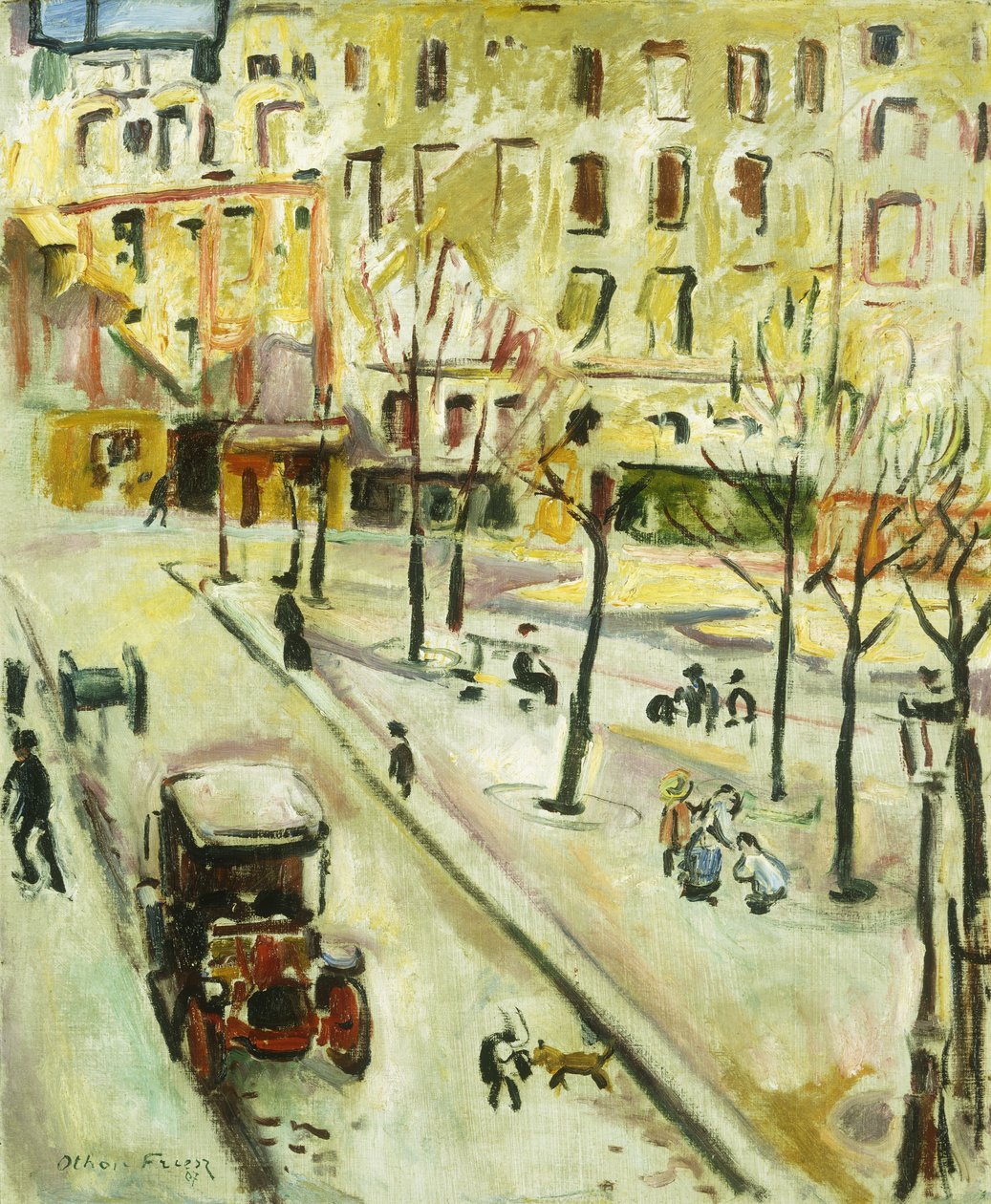 Paris Sokak Sahnesi; Sahne de rue, Paris by Achille Emile Othon Friesz