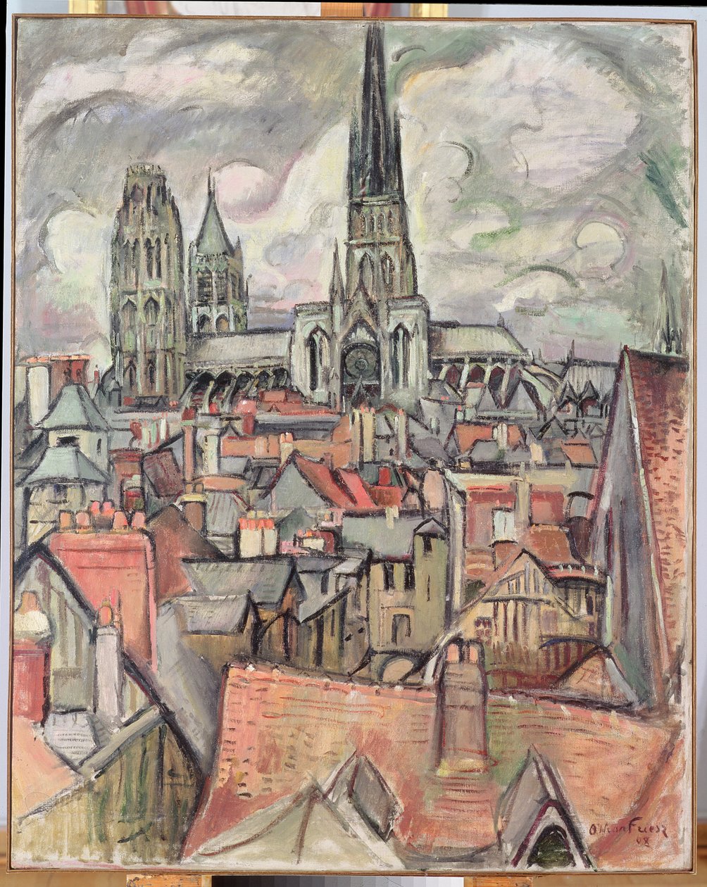 Rouen'deki Çatılar ve Katedral by Achille Emile Othon Friesz