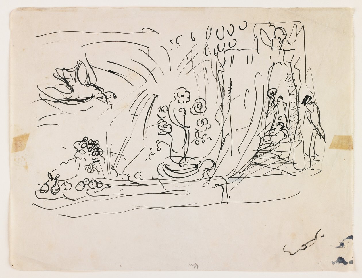 Çiçekli Natürmort (kalem ve siyah mürekkep) by Achille Emile Othon Friesz